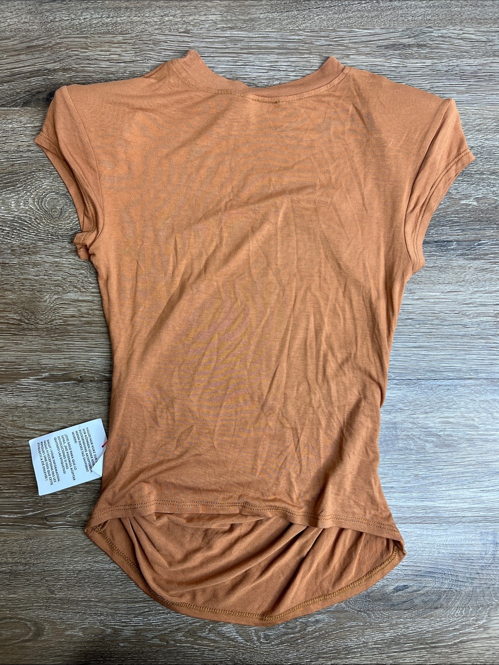 ASOS Design Ruched Side Top Brown Fitted Tee Shoulder Pads NWT Size S - Picture 2 of 8